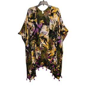 Cest 1946 Kimono Womens OS Floral Print Lightweight Open Front Tassel Tr…